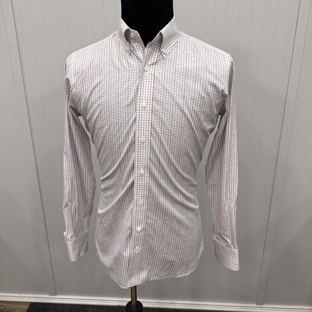 Oxxford Clothes Men's 16.5 Multicolor Bespoke Check Made in USA Dress Shirt